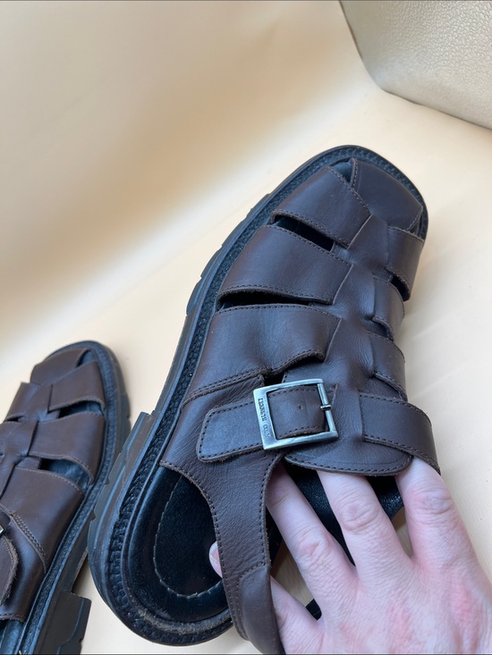Kenneth Cole New York Mens Sandal 10 Brown Leather Gladiator Made In Italy main image 5